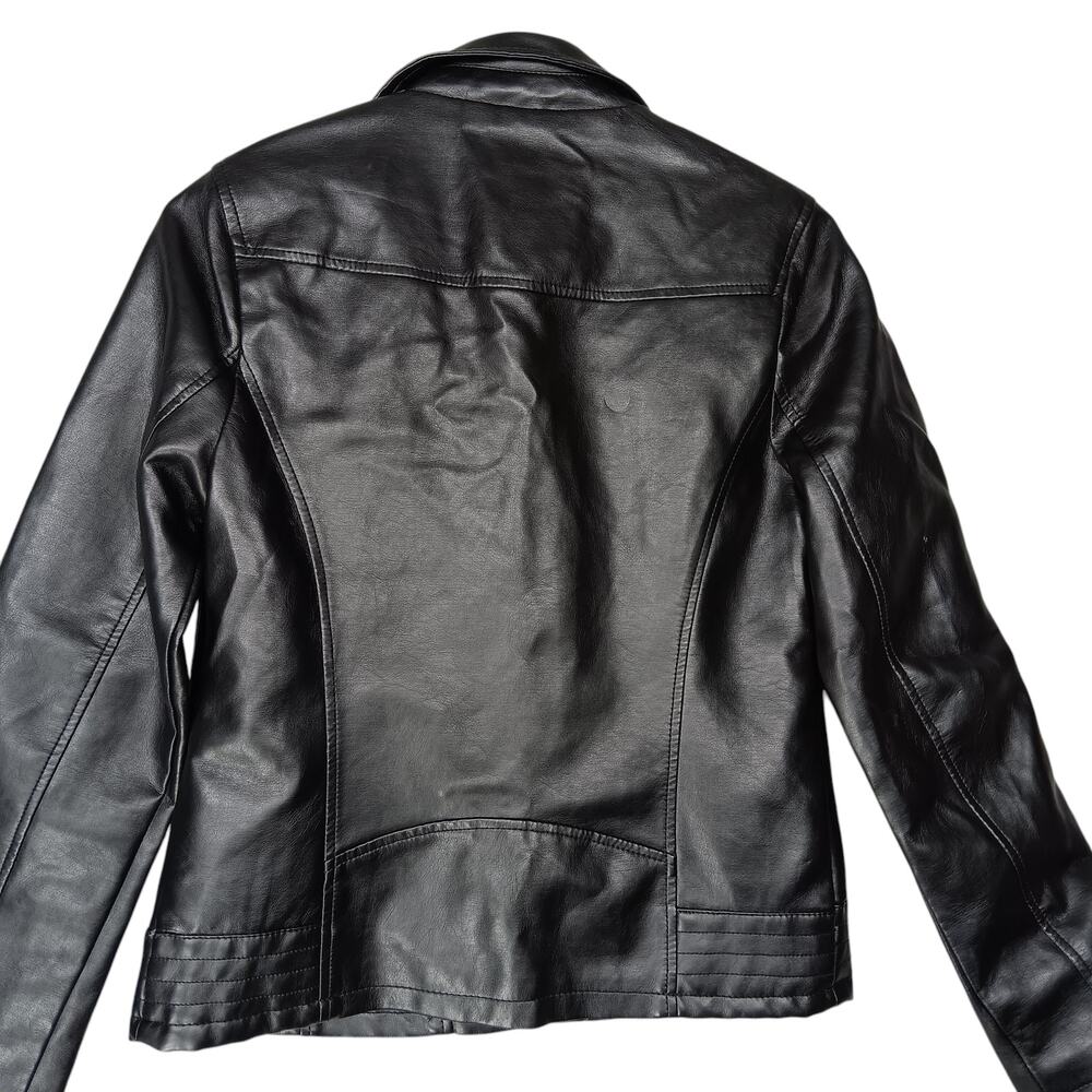 Outer Edge Moto Jacket Faux Leather Black Size Medium Side Zipper Fully Lined - Picture 5 of 9
